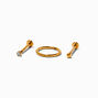 Gold-tone Titanium Cubic Zirconia Threadless 18G Cartilage Earrings - 3 Pack ,