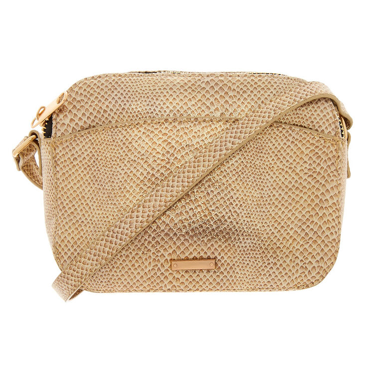 Claire's Sac à bandoulière à motif peau de serpent couleur doré