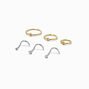 Mixed Metal 20G Embellished Nose Hoops &amp; Studs - 6 Pack,