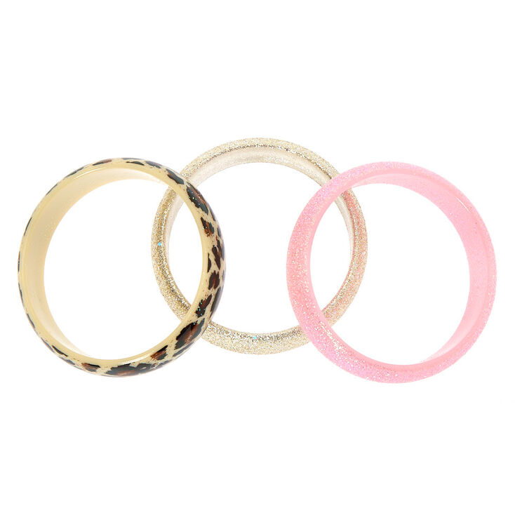 Claire&#39;s Club Leopard Bangle Bracelets - 3 Pack,