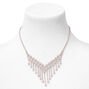 Rose Gold Crystal Waterfall 16&quot; Necklace &amp; 1&quot; Drop Earrings Set - 2 Pack,