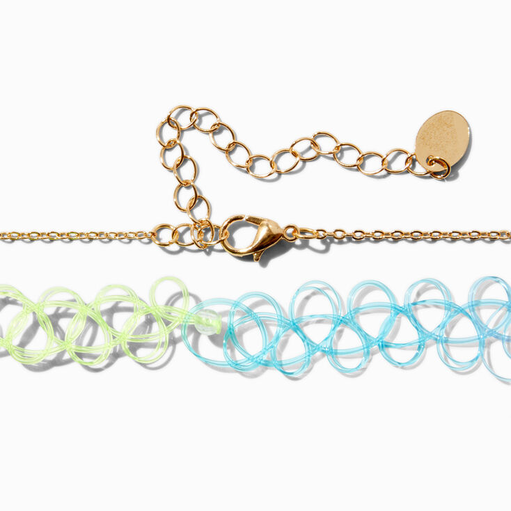 Ombr&eacute; Heart Beaded Choker &amp; Rainbow Tattoo Chokers - 2 Pack,