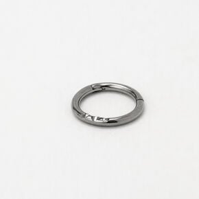 Silver-tone Titanium Triple Crystal Hoop Nose Ring,