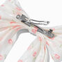 Pink Floral Organza Hair Bow Clip,