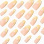 White Daisy Yellow French Tip Squareletto Vegan Faux Nail Set - 24 Pack,