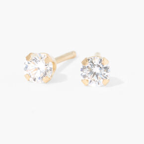 Kit de piercing d&#39;oreilles avec boucles d&rsquo;oreilles en cristal 3&nbsp;mm or jaune 9 carats avec lotion de soin,