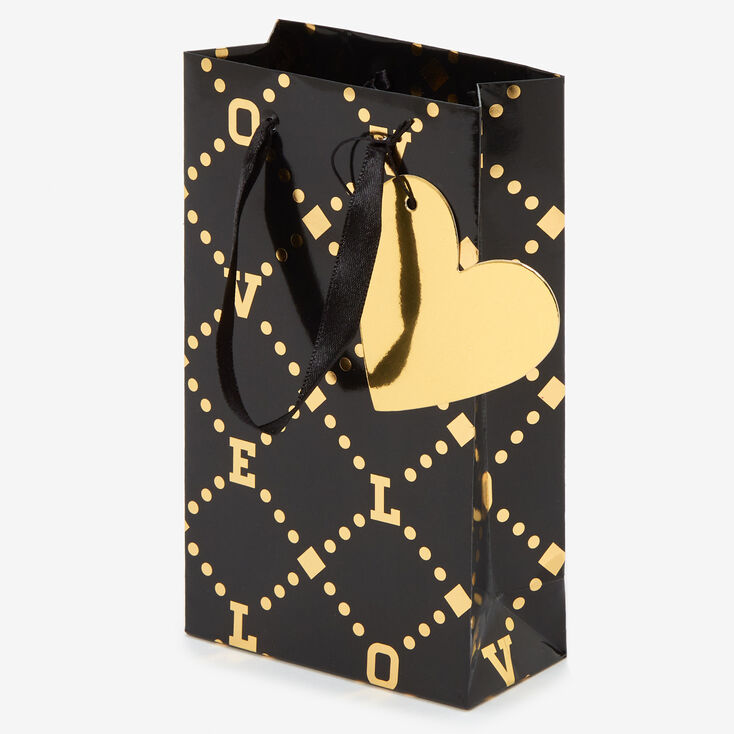 Black And Gold Love Small Gift Bag,
