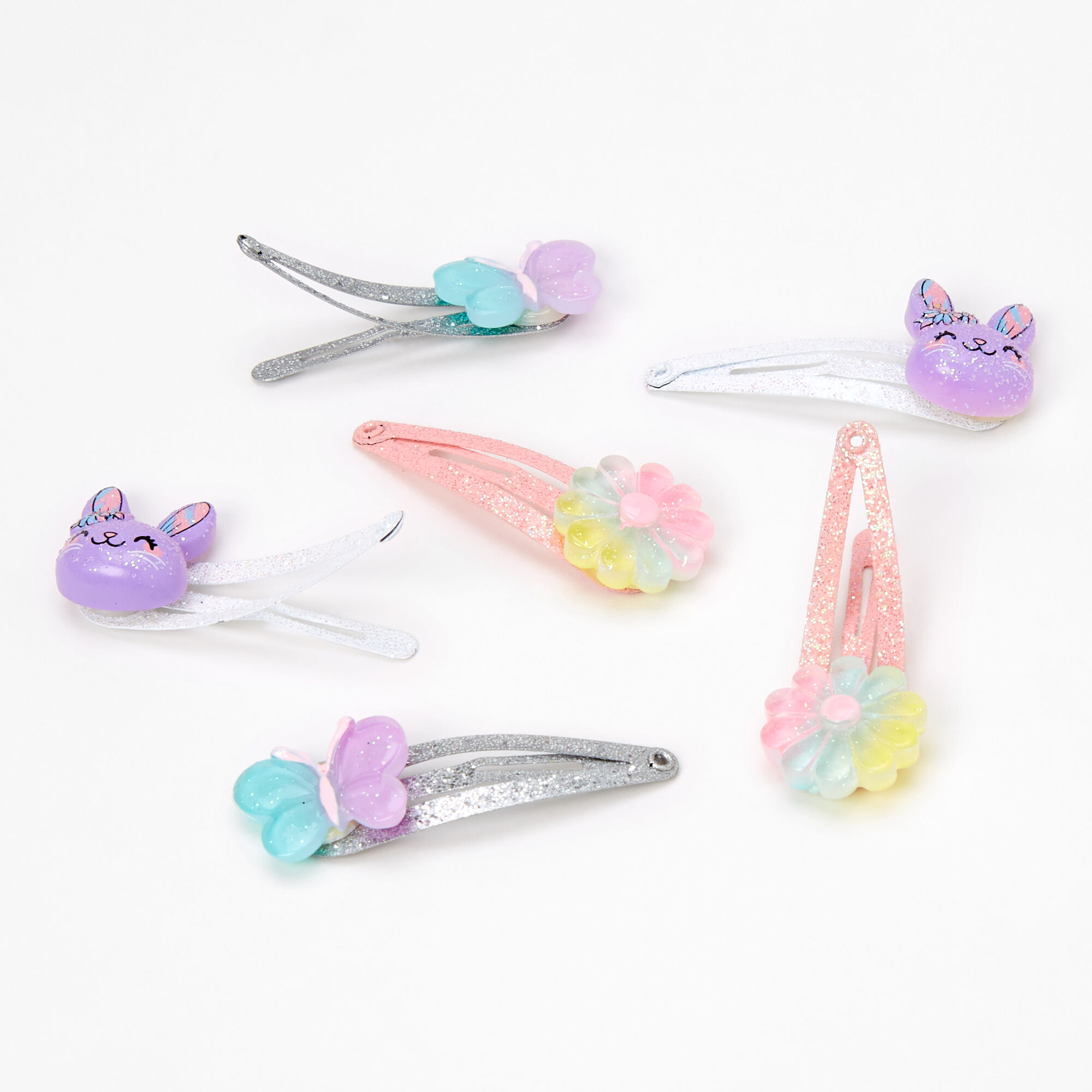 hinanden Modernisere Ironisk Claire's Club Glitter Bunny Snap Hair Clips - 6 Pack | Claire's US