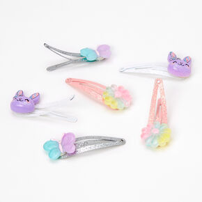 Claire&#39;s Club Glitter Bunny Snap Hair Clips - 6 Pack,