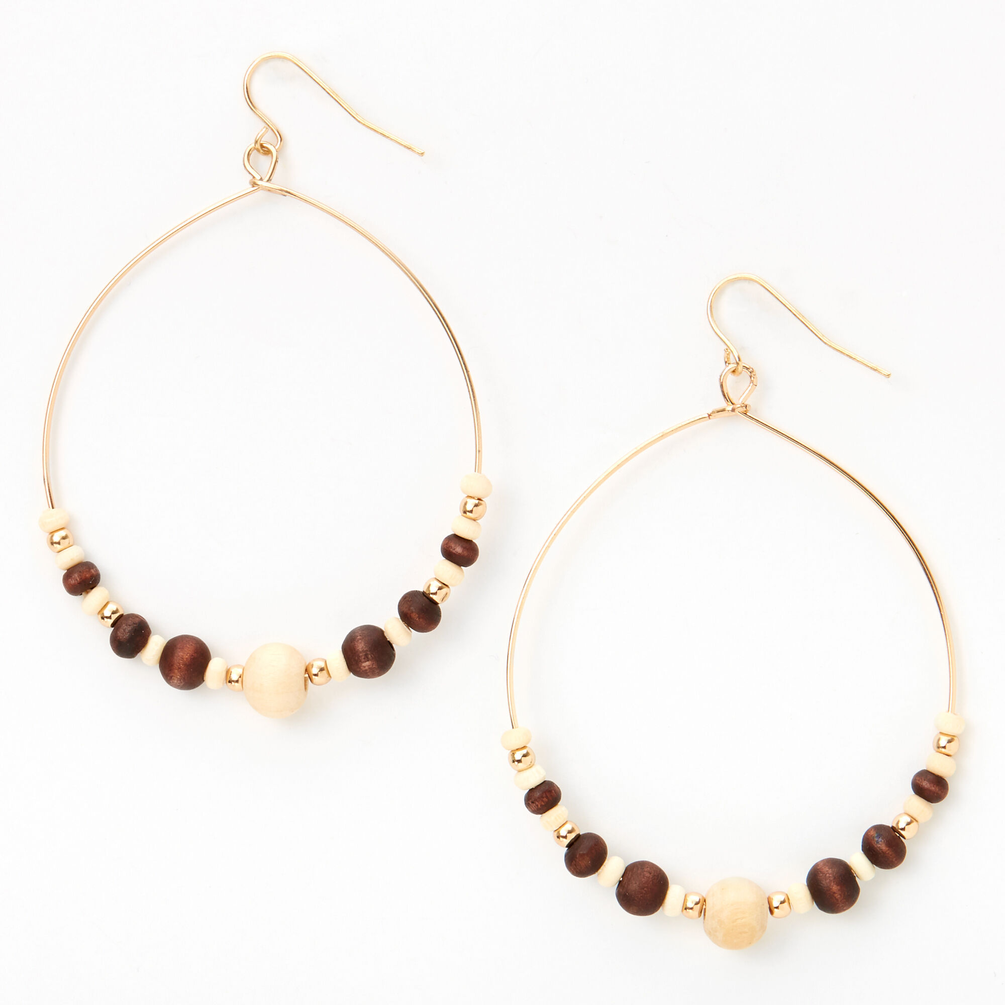Wood bead hoop earrings new arrivals