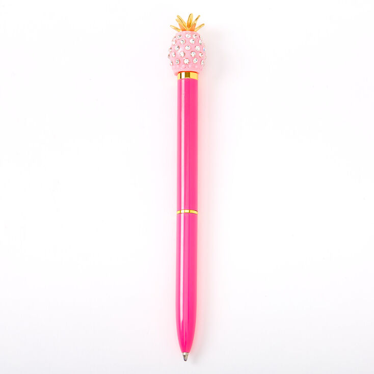 Stylo &agrave; embout ananas bling bling - Rose,
