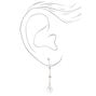 Silver-tone 1.5&quot; Crystal Pearl Linear Drop Earrings,