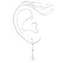 Silver 1.5&quot; Crystal Pearl Linear Drop Earrings,