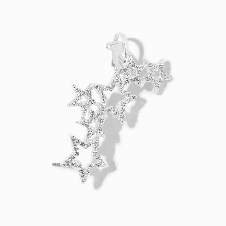 Crystal Stars Silver-tone Crawler Ear Cuff,