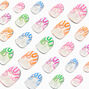Rainbow Squiggle French Stiletto Press On Vegan Faux Nail Set - 24 Pack,