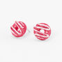 Sterling Silver Glitter Pink Donut Stud Earrings,