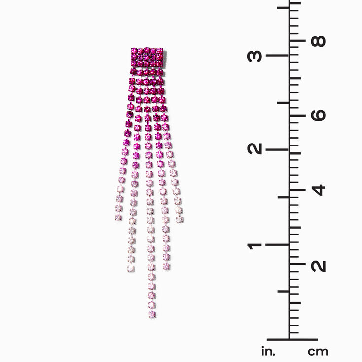 Pink Ombre Crystal Waterfall 3&quot; Drop Earrings,