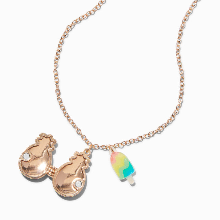 Claire&#39;s Club Pineapple Locket Pendant Necklace,
