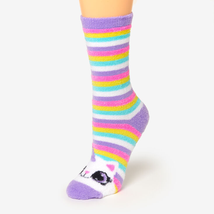 Cozy Caticorn Striped Crew Socks,