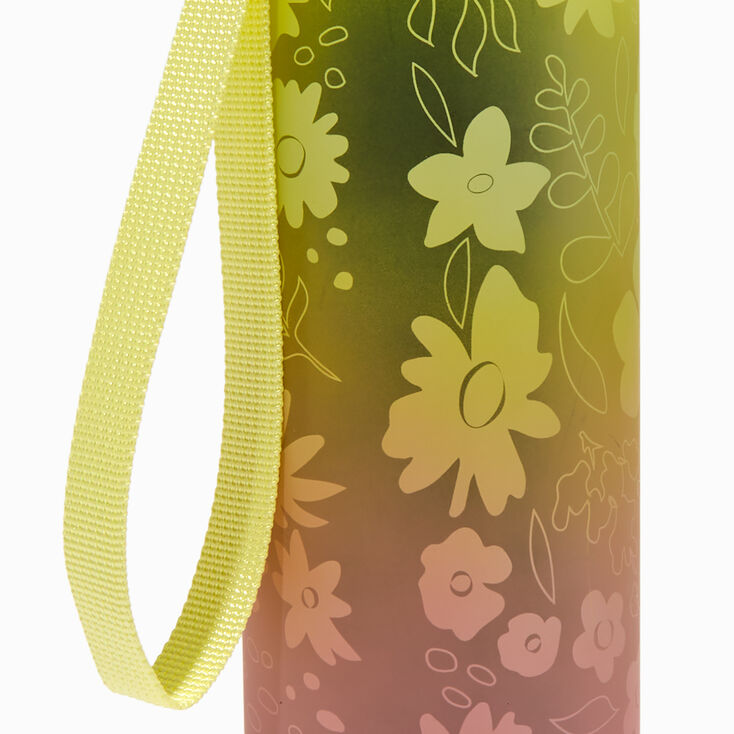 Yellow &amp; Orange Ombr&eacute; Floral Water Bottle,