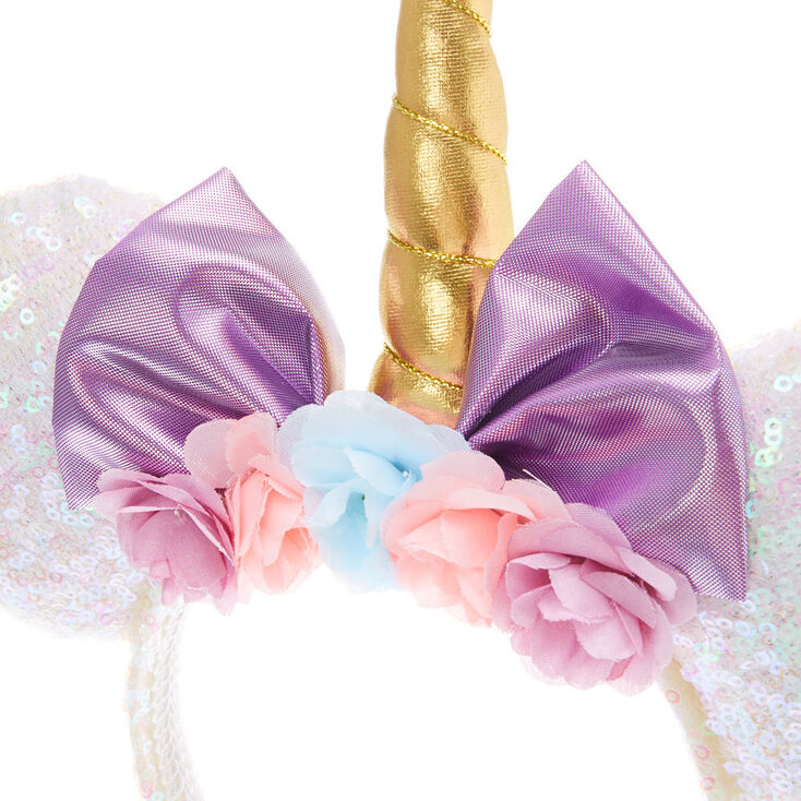 Serre-t&ecirc;te oreilles de Minnie Mouse Disney&copy; avec sequins blancs,