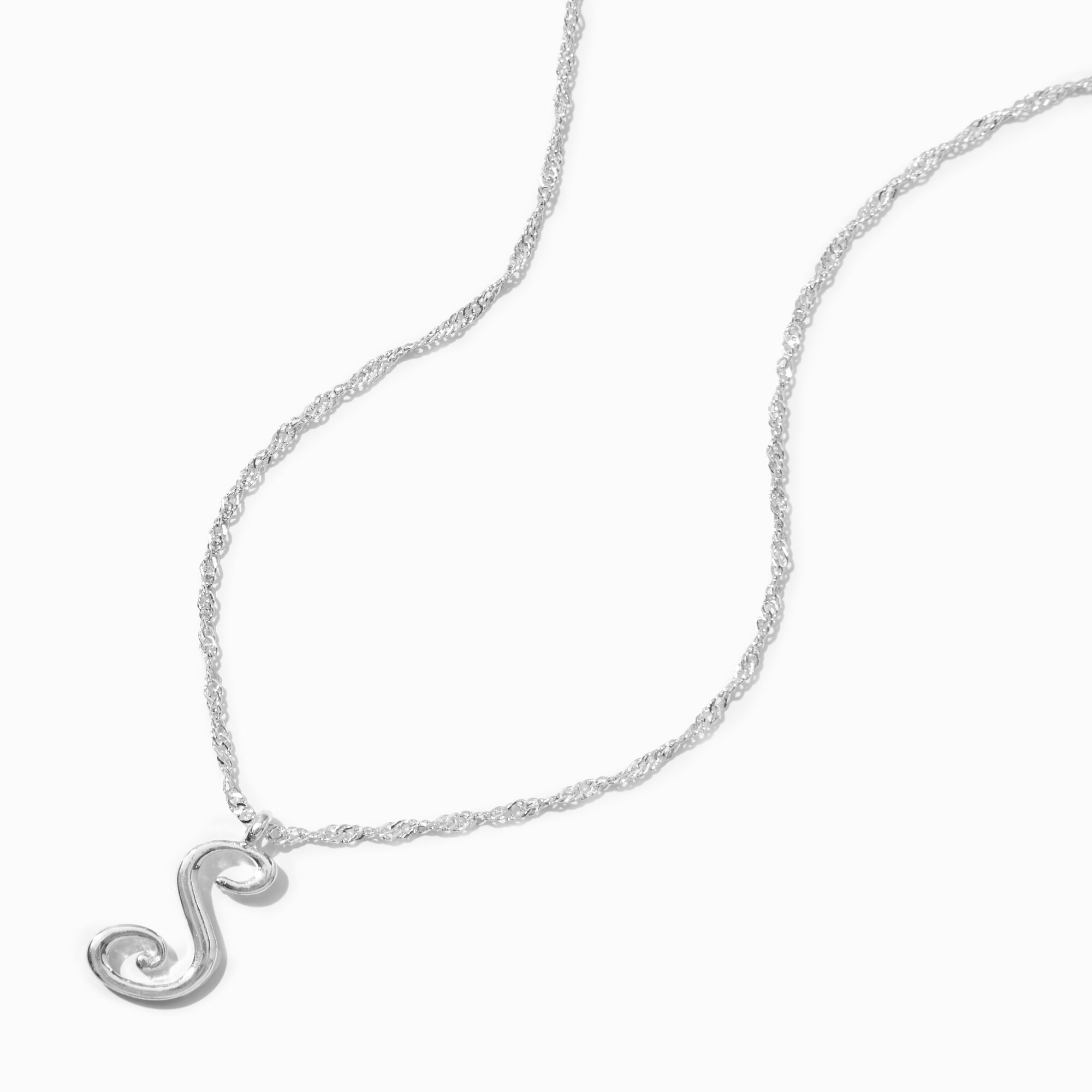 View Claires Tone Large Script Initial Pendant Necklace S Silver information