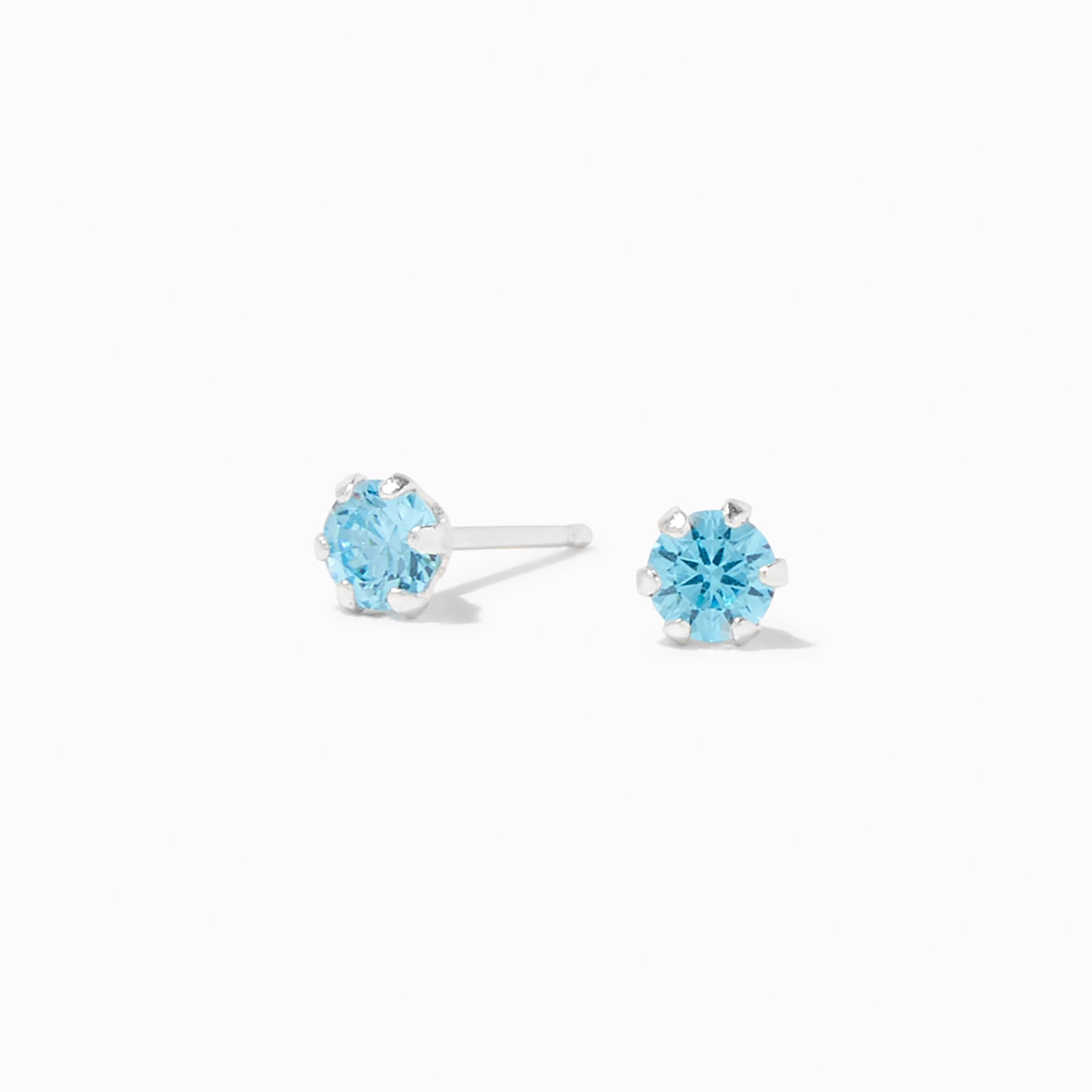 View C Luxe By Claires Aqua Cubic Zirconia 4MM Cupcake Stud Earrings Silver information