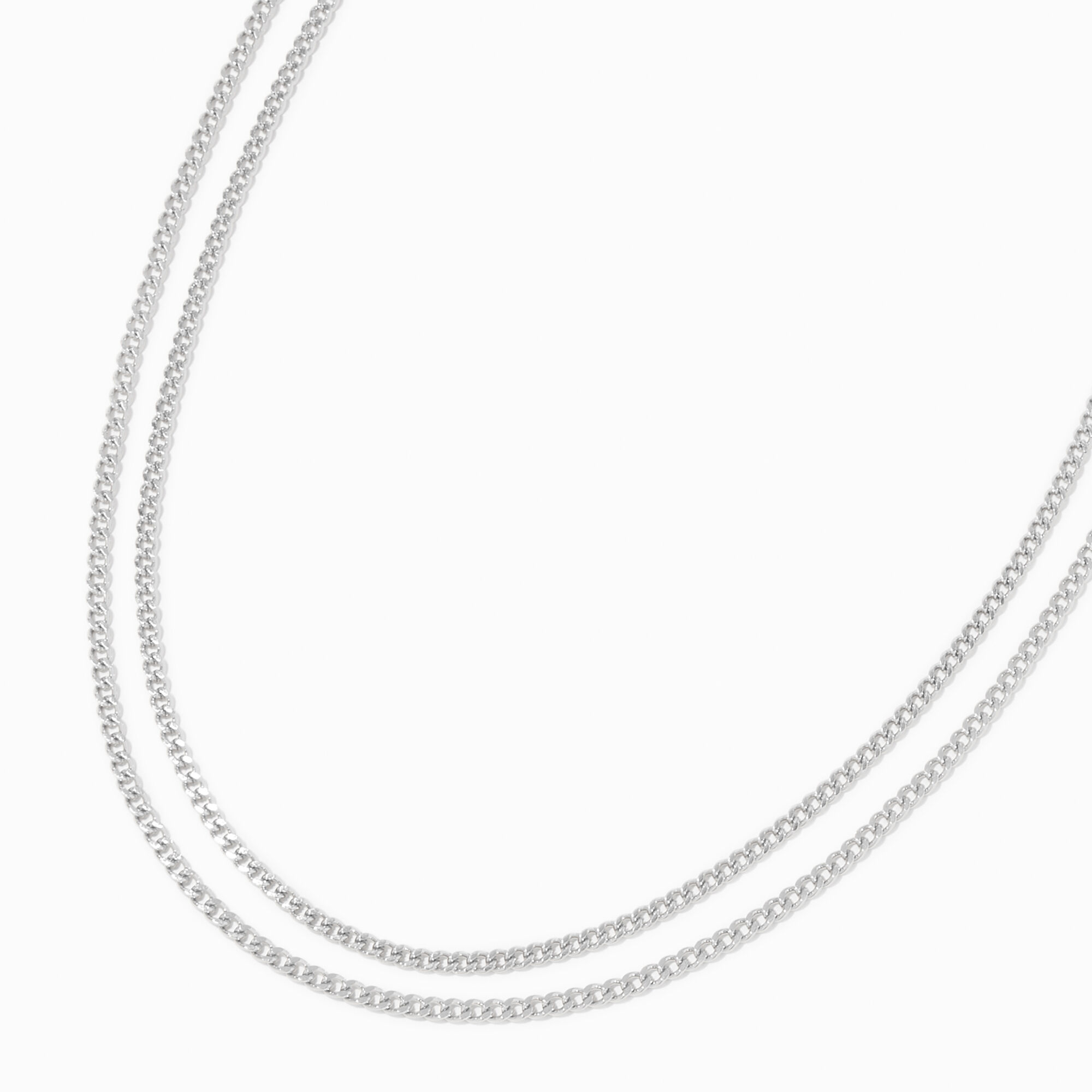 View Claires Tone Curb Chain MultiStrand Necklace Silver information