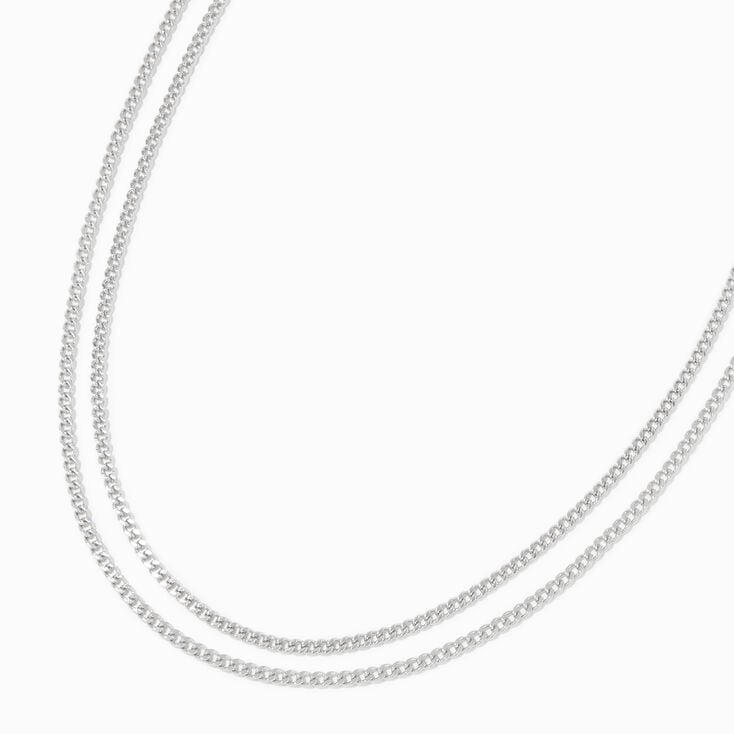 Silver-tone Curb Chain Multi-Strand Necklace,