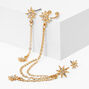Gold Embellished Starburst Connector Chain Earring Set,