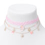 Claire&#39;s Club Pink Fox &amp; Daisy Choker &amp; Multi Strand Necklaces - 2 Pack,