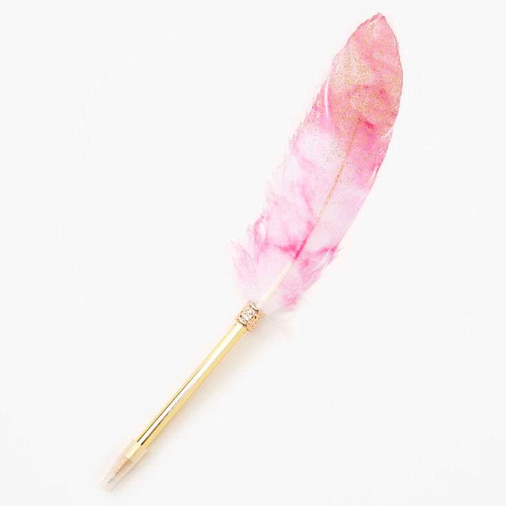 Pink Glittery Ombre Feather Pen,