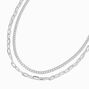 Silver Curb &amp; Paperclip Chain Multi-Strand Necklace,