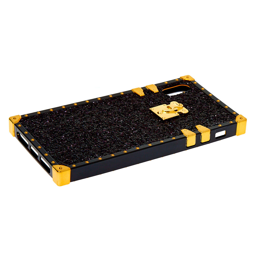 Black Glitter Square Phone Case - Fits iPhone XS Max,