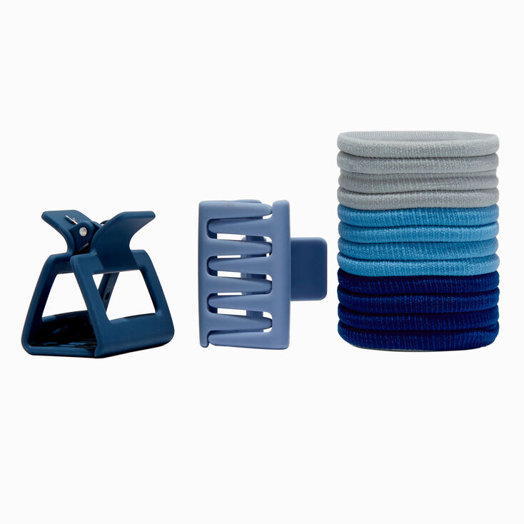 Blue Athletic Hair Claws &amp; Hair Ties - 14 Pack,