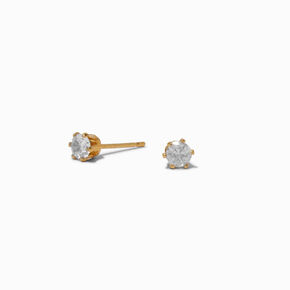 C LUXE by Claire&#39;s 18kt Gold Plated Cubic Zirconia 4mm Round Cupcake Stud Earrings,