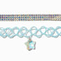 Iridescent Crystal &amp; Blue Tattoo Star Choker Necklaces - 2 Pack,