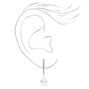 Silver Pearl Crystal 1&quot; Bar Drop Earrings,