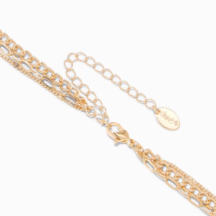 Gold-tone Twisted Medallion Multi Strand Chain Necklace,