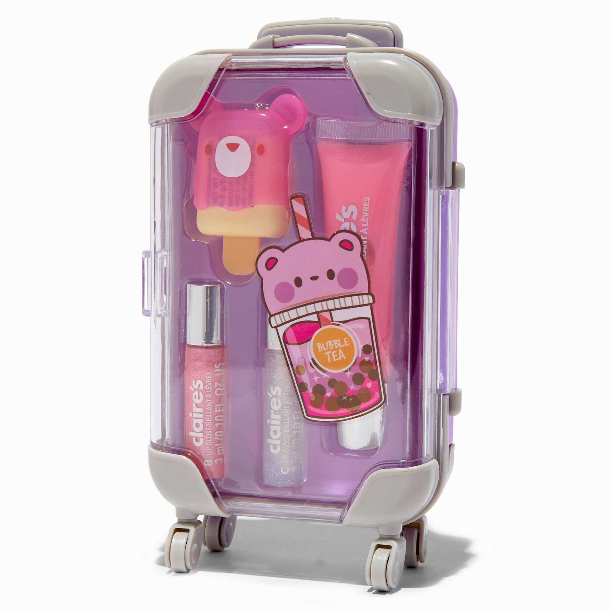 View Claires Boba Bear Luggage Lip Gloss Set information