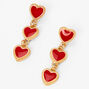 Gold Heart Linear Drop Earrings,