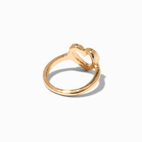 Gold-tone Embellished Heart Cutout Midi Ring,
