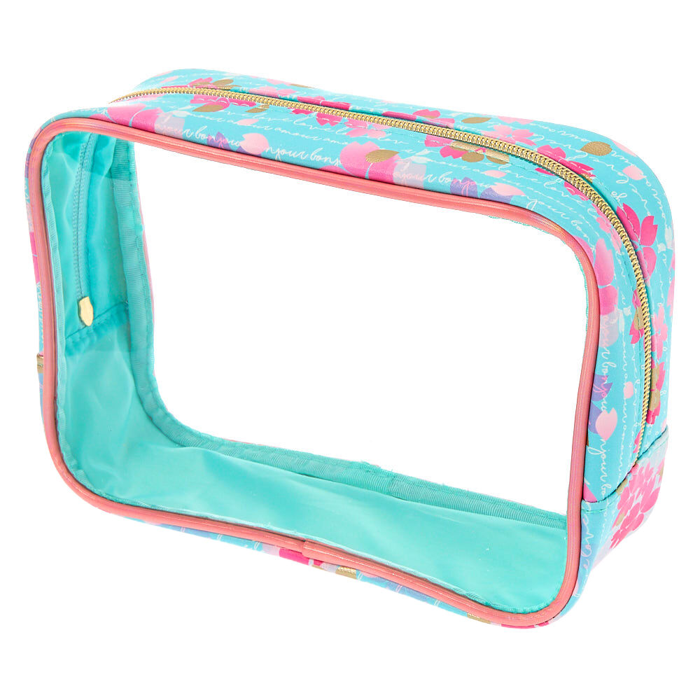 Floral 2-in-1 Makeup Bags - Turquoise, 2 Pack,