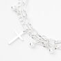 Silver Cross Charm Double Chain Bracelet,