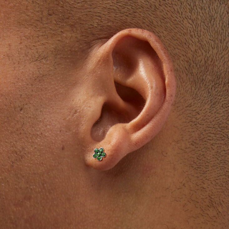 Multicolored Crystal Flower 4mm Stud Earrings - 9 Pack ,