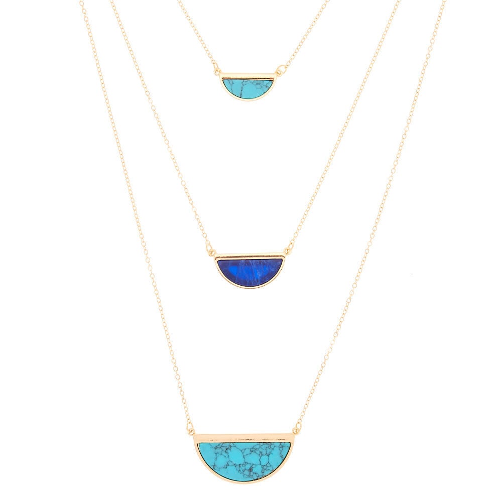 Half Circle Multi Strand Necklace - Blue,