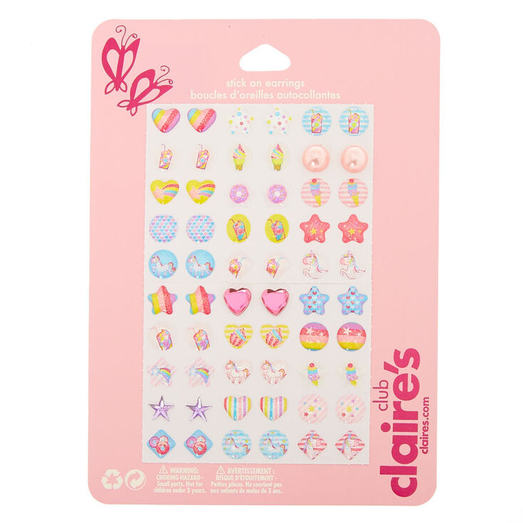 Claire&#39;s Club Unicorn Magic Stick On Earrings - 30 Pack,