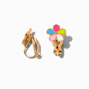 Rainbow Daisy Clip-On Stud Earrings,