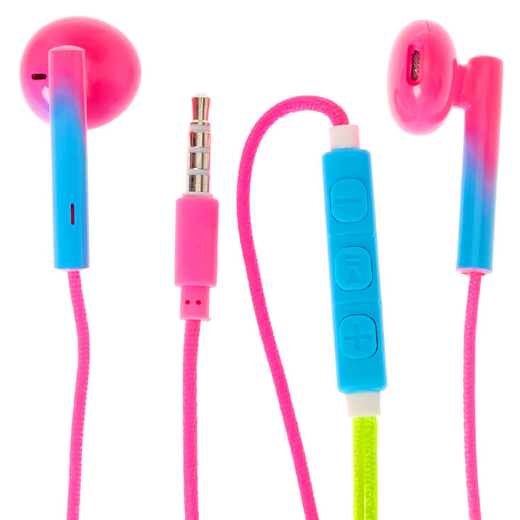 Neon Rainbow Earbuds with Mic,