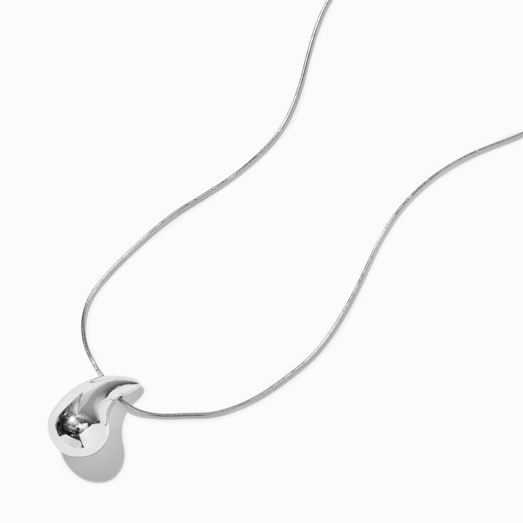 Silver-tone Teardrop Pendant Necklace,